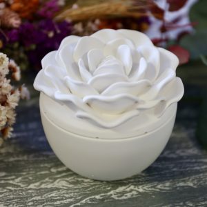 Silikon - Gießform - Zarte Rosenblüte - Kerzenglas - Kerzengefäß - mit Deckel - 3,5oz - mit Manschette - offizieller Partner von Boowan Nicole