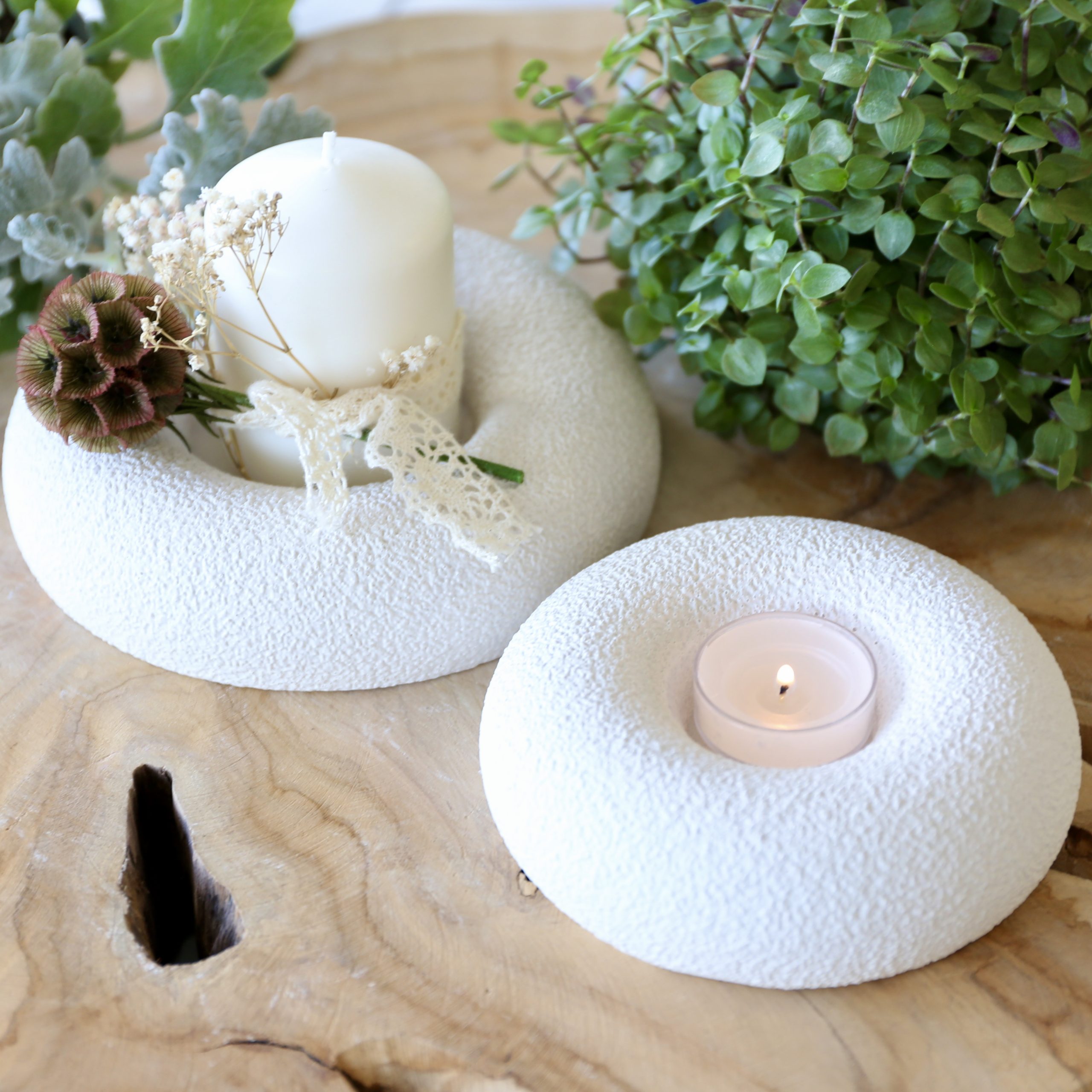 Silikon - Gießform - Kerzenteller - dicker Rand - 2 Varianten - für Stumpenkerze oder Teelicht – Bild 2