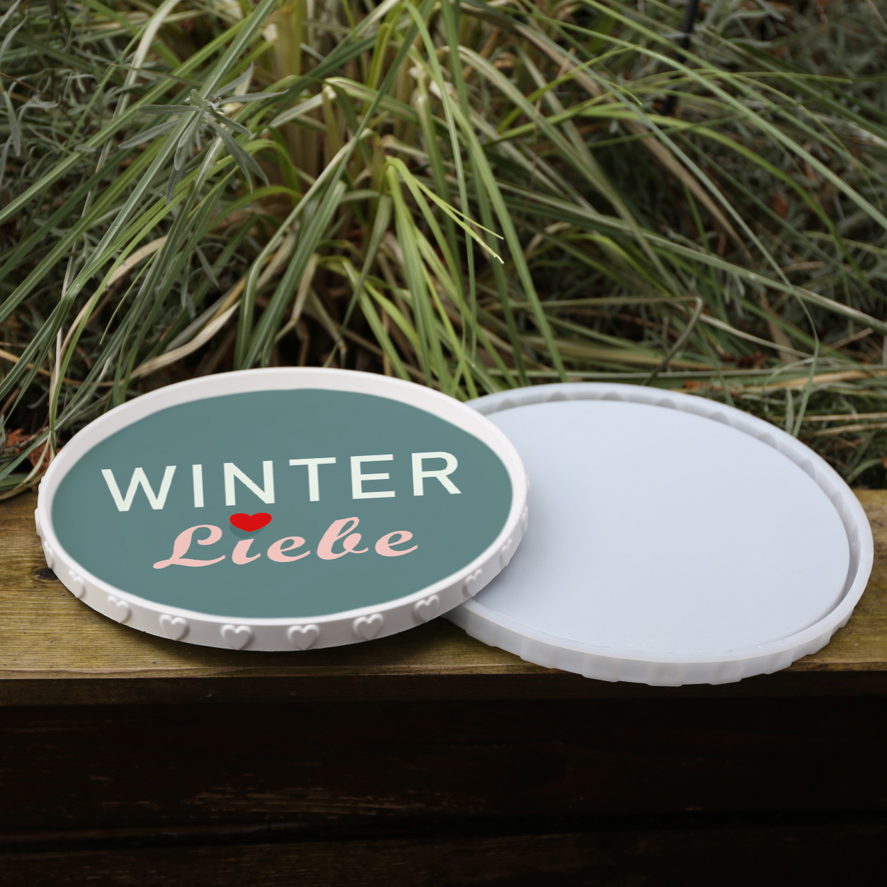 Outdoorstoff - Winterliebe - Inlays für Silikon - Dekoteller - Tablett und Probier Set - wählbar aus 4 Größen - ela ideen - abby and amy – Bild 4