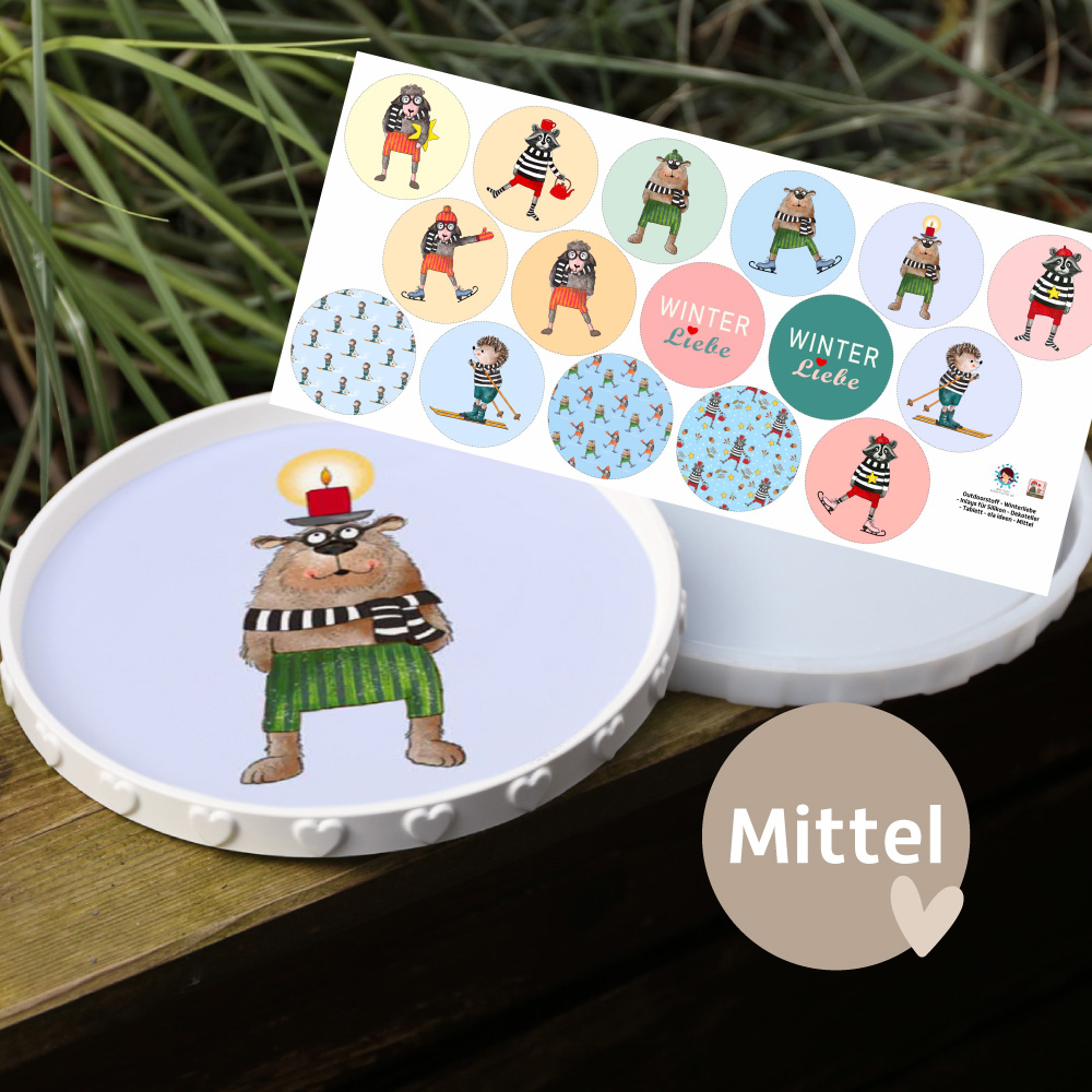 Outdoorstoff - Winterliebe - Inlays für Silikon - Dekoteller - Tablett und Probier Set - wählbar aus 4 Größen - ela ideen - abby and amy – Bild 8
