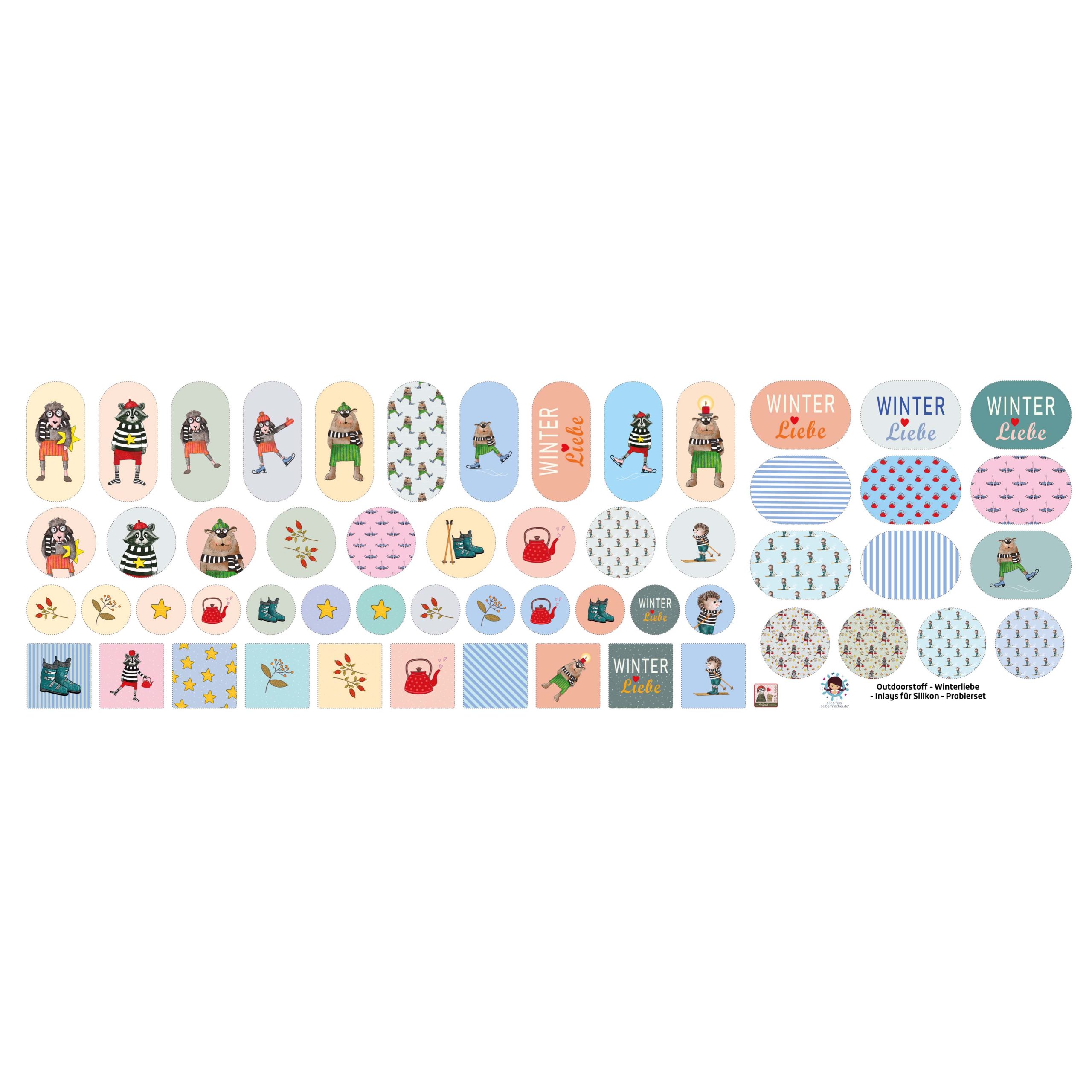 Outdoorstoff - Winterliebe - Inlays für Silikon - Dekoteller - Tablett und Probier Set - wählbar aus 4 Größen - ela ideen - abby and amy – Bild 12