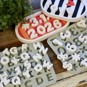 Silikon – Gießform – Matte - Breite Buchstaben / Zahlen und Sonderzeichen - wähle aus 2 Optionen