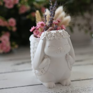 2. WAHL - Silikon - Gießform - Dekohase - Osterhase - mit Korb und Blumenkranz
