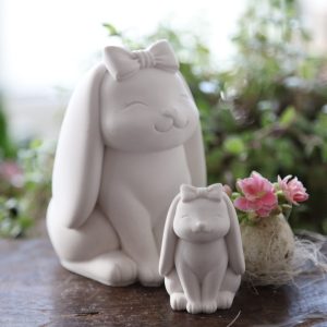 Silikon - Gießform - Dekohase - Osterhase - mit Schleife - wähle aus 2 Größen