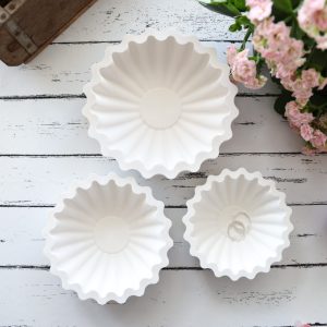 Silikon - Gießform - Schale - geriffelt - Wellenrand - Kaffeefilter Look - wähle aus 3 Größen