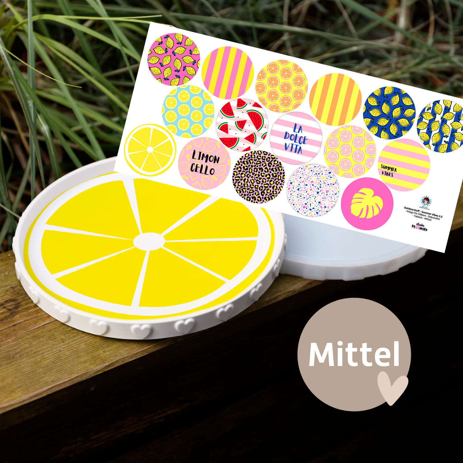 Outdoorstoff - Summer Vibes 2.0 - Inlays für Silikon - Dekoteller - Tablett - in 3 Größen - studio.mARTinchen - abby and amy – Bild 7