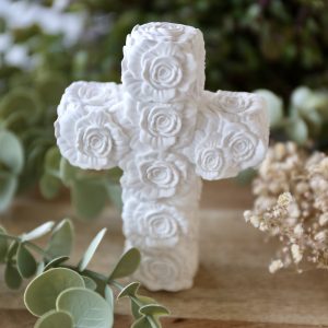 Silikon - Gießform - Kreuz aus Blumen - Blumenkreuz - Deko für Taufe, Hochzeit, Trauerfeier
