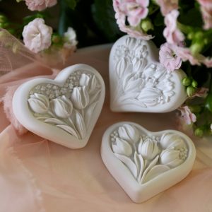 Silikon - Gießform - Kleine Herzen mit Blumen - wähle aus 3 Optionen