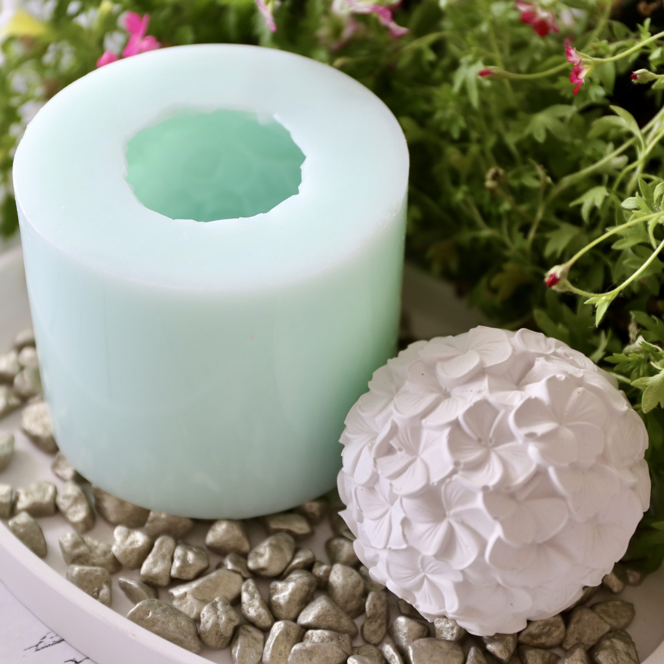Silikon - Gießform - Dekokugel mit zartem Blütenmuster - Gartenstecker – Bild 17