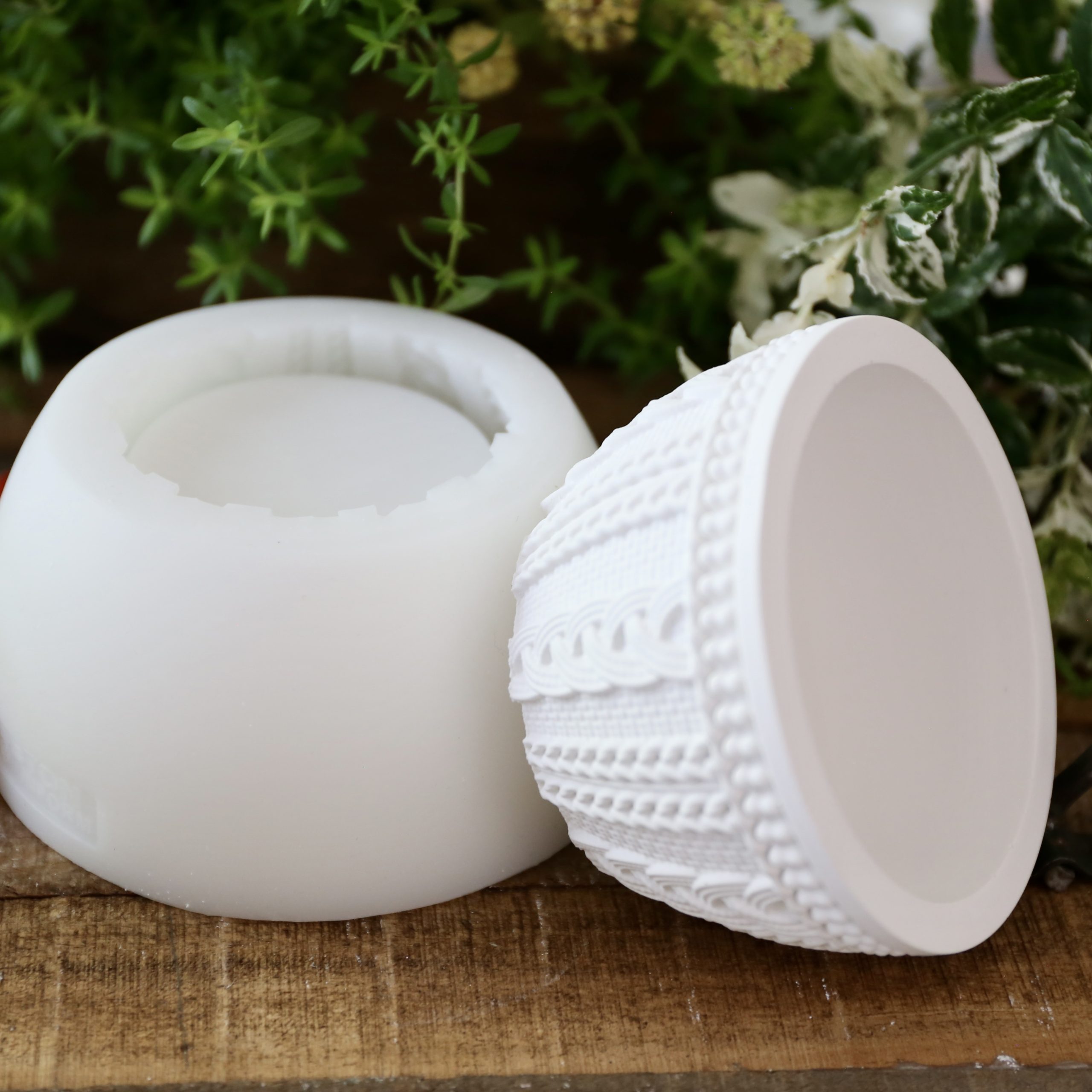 Silikon - Gießform - Strickoptik - Dekoschale - Pflanzschale – Bild 2