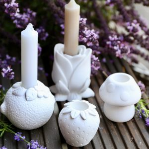 Silikon - Gießform - Mini Stabkerzenhalter - Glückspilz / Zitrone / Erdbeere / Rose - wähle aus 4 Designs