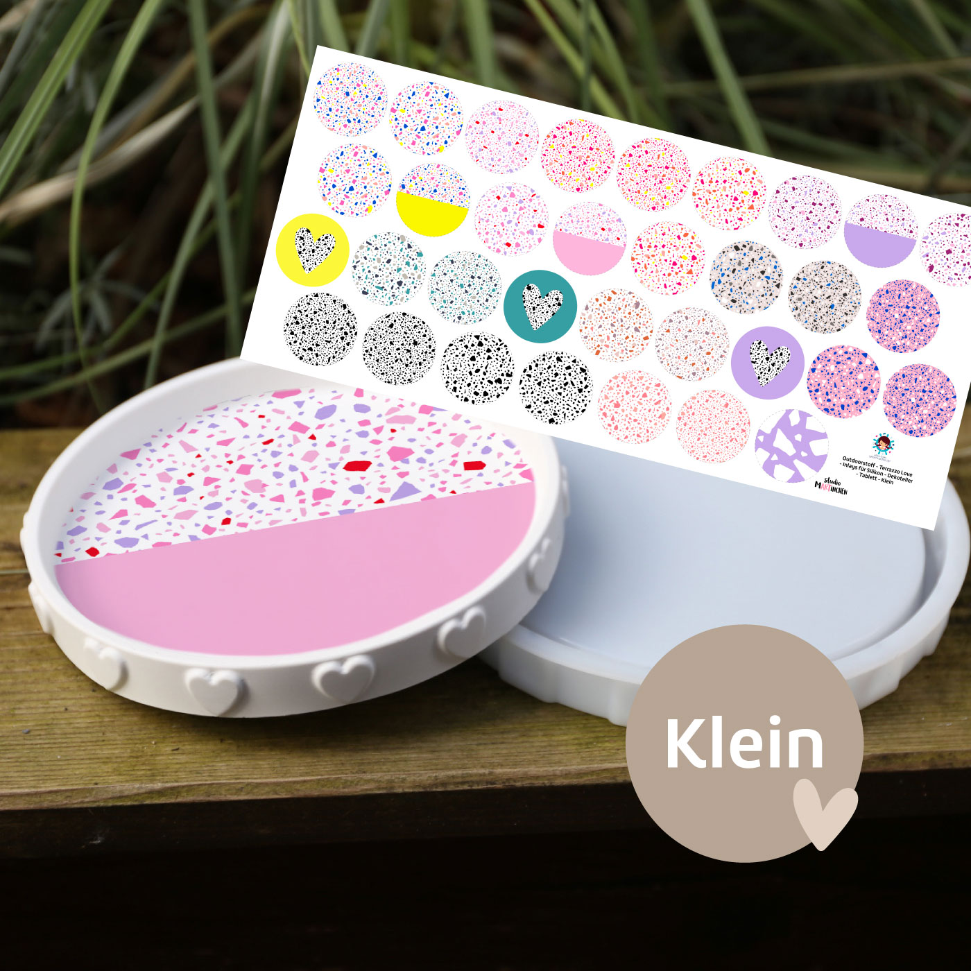Outdoorstoff - Terrazzo Love - Inlays für Silikon - Dekoteller - Tablett - Klein - studio.mARTinchen - abby and amy