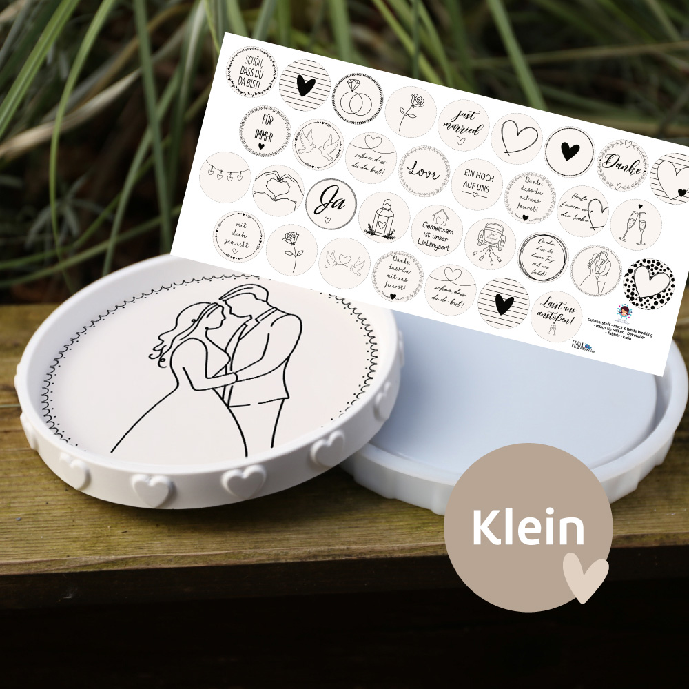 Outdoorstoff - Black & White Wedding - Inlays für Silikon - Dekoteller - Tablett - wähle aus 4 Varianten - Frida Kreativ - abby and amy – Bild 4