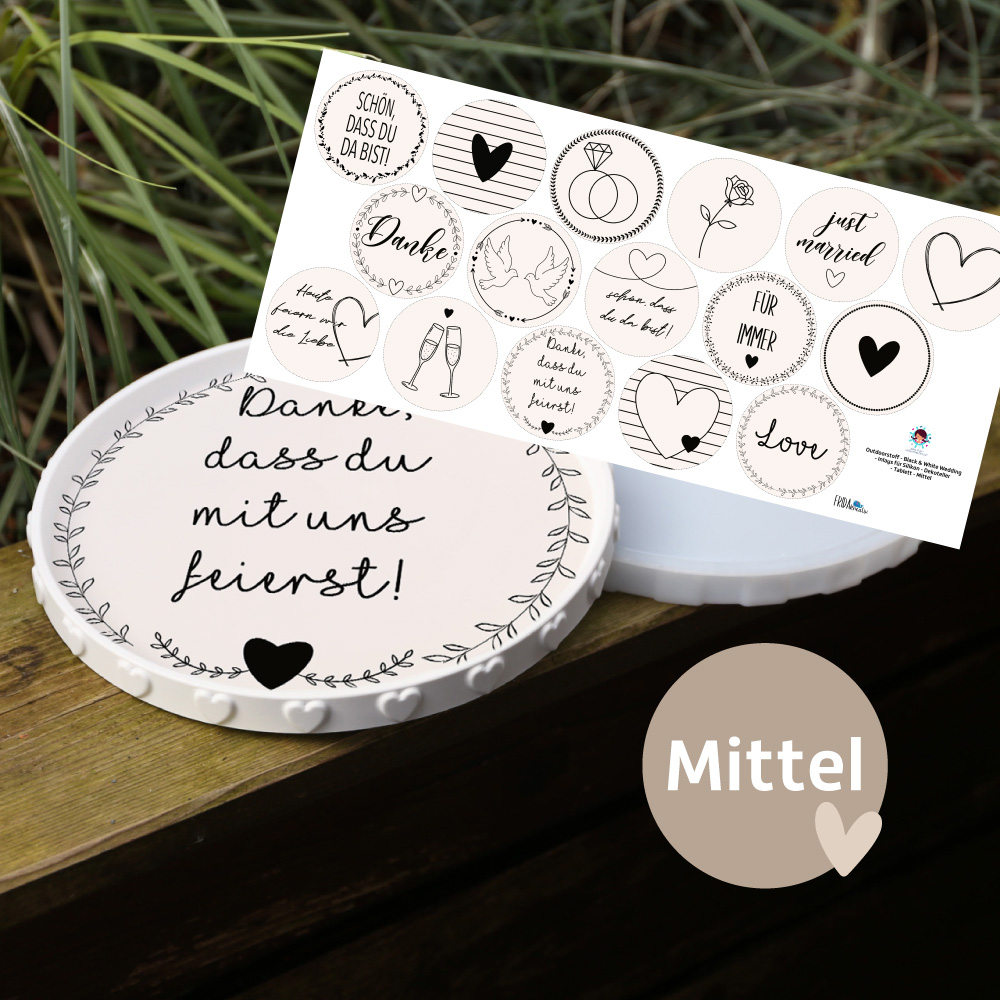 Outdoorstoff - Black & White Wedding - Inlays für Silikon - Dekoteller - Tablett - wähle aus 4 Varianten - Frida Kreativ - abby and amy – Bild 6