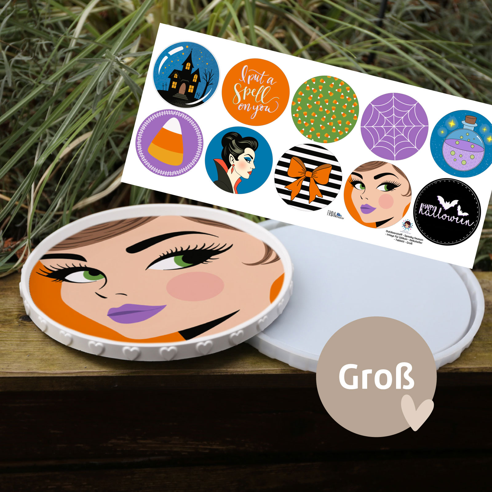 Outdoorstoff - Spooky Season - Inlays für Silikon - Dekoteller - Tablett - wähle aus 4 Varianten - Frida Kreativ - abby and amy – Bild 2