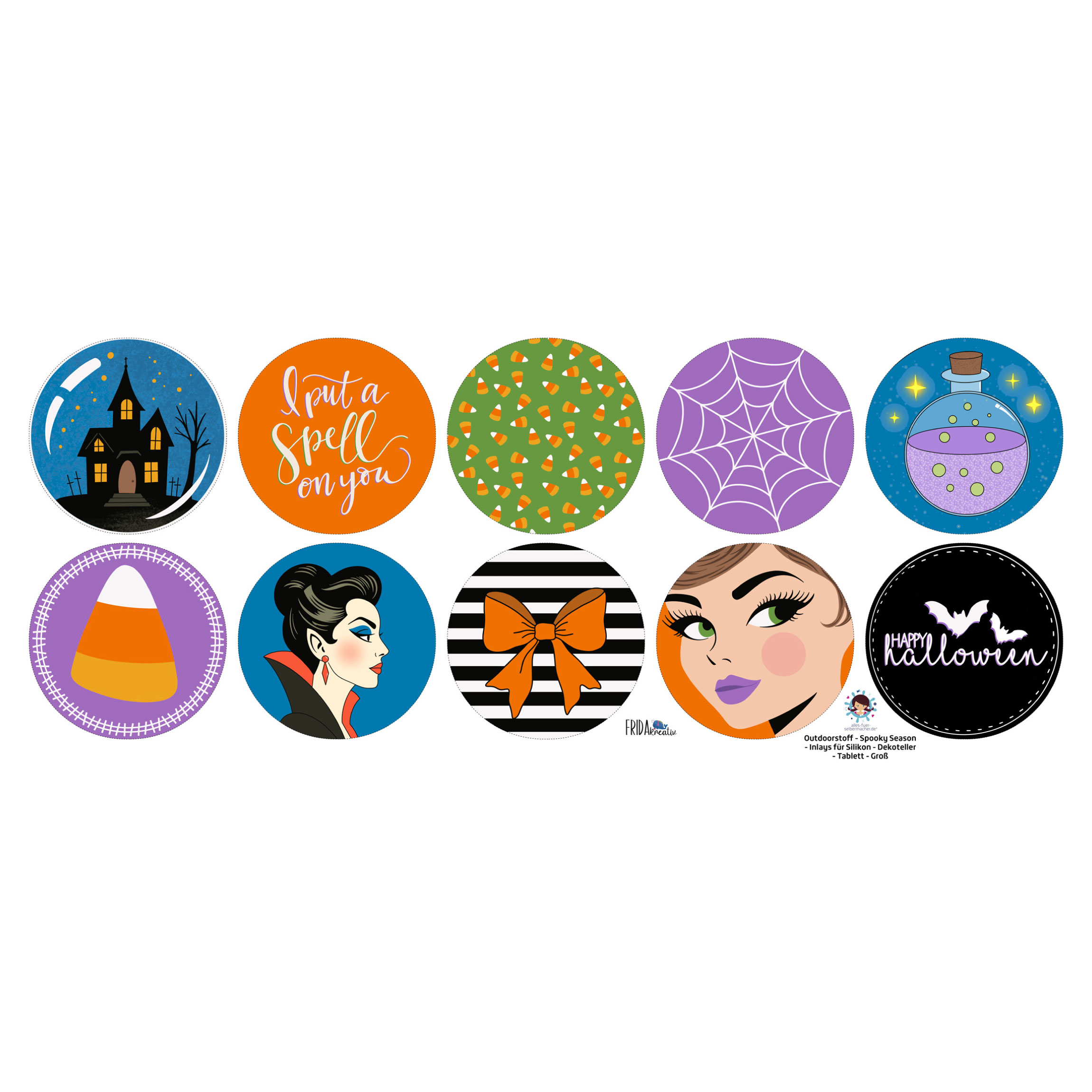 Outdoorstoff - Spooky Season - Inlays für Silikon - Dekoteller - Tablett - wähle aus 4 Varianten - Frida Kreativ - abby and amy – Bild 3