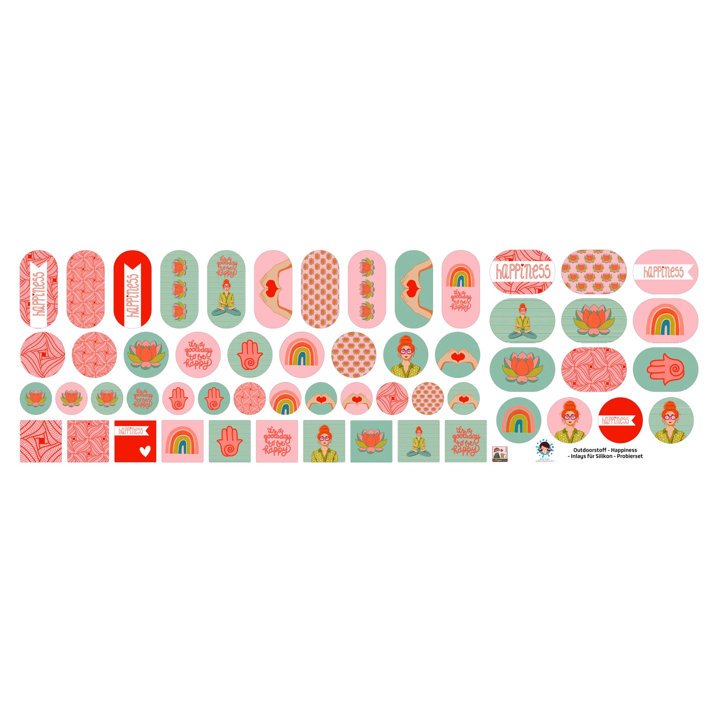 Outdoorstoff - Happiness - Inlays für Silikon - Probierset - ela ideen - abby and amy – Bild 3