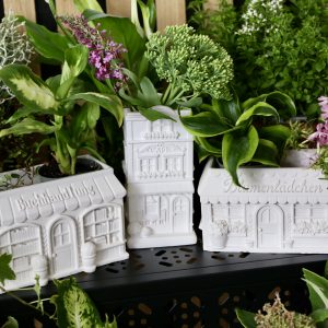 Silikon - Gießform - Vase - Geschäfte / Ladenzeile - Stadthäuser - Blumenladen - Buchhandlung - Café - mit Manschette und Klammern - wähle aus 3 Varianten