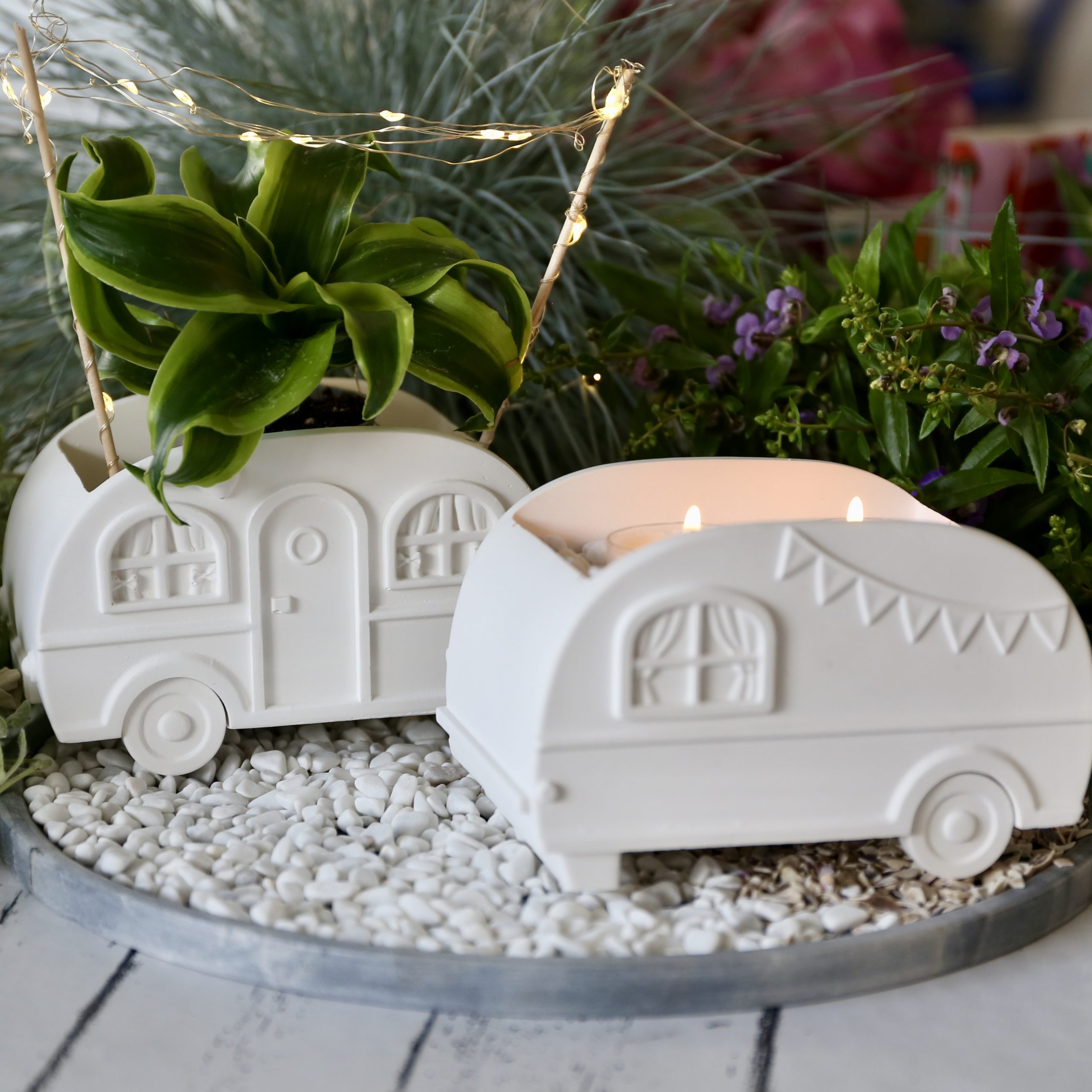 Silikon - Gießform - Camper - Wohnwagen - Blumenvase - Set - mit Manschette und Klammern – Bild 9
