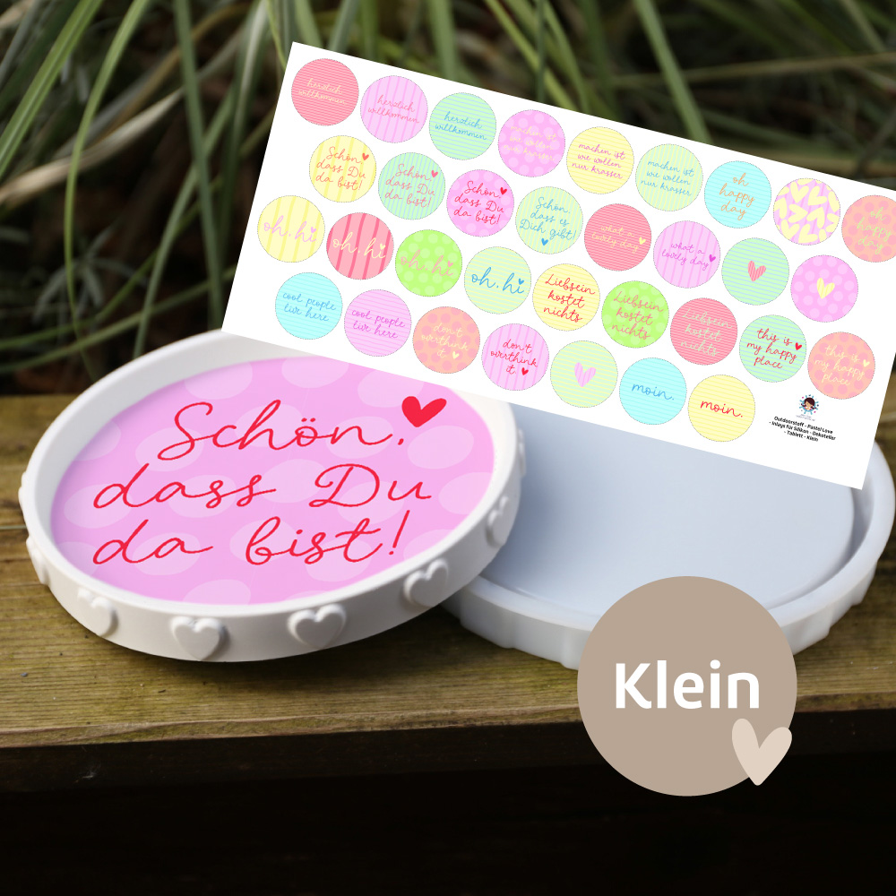 Outdoorstoff - Pastel Love - Inlays für Silikon - Dekoteller - Tablett - Klein - abby and amy