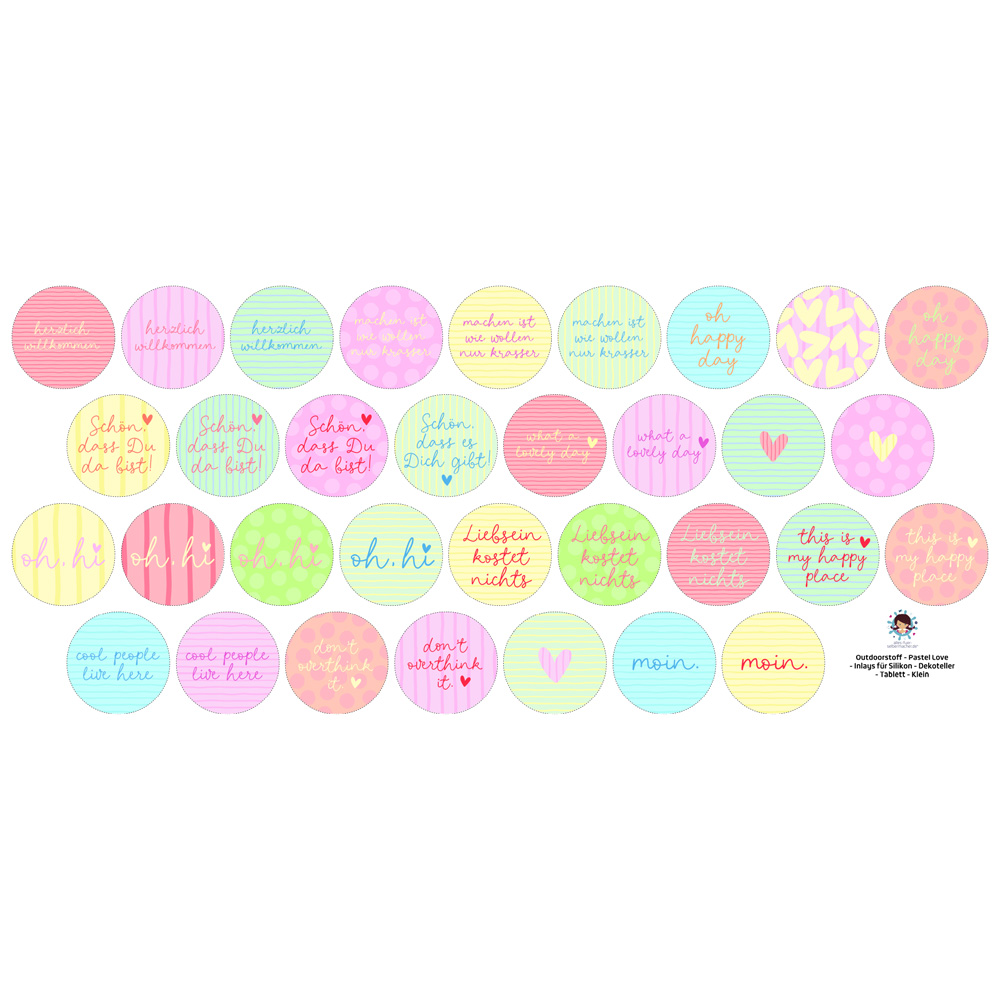 Outdoorstoff - Pastel Love - Inlays für Silikon - Dekoteller - Tablett - Klein - abby and amy – Bild 2