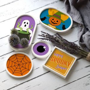 Outdoorstoff - Spooky Season - Inlays für Silikon - Dekoteller - Tablett - wähle aus 4 Varianten - Frida Kreativ - abby and amy