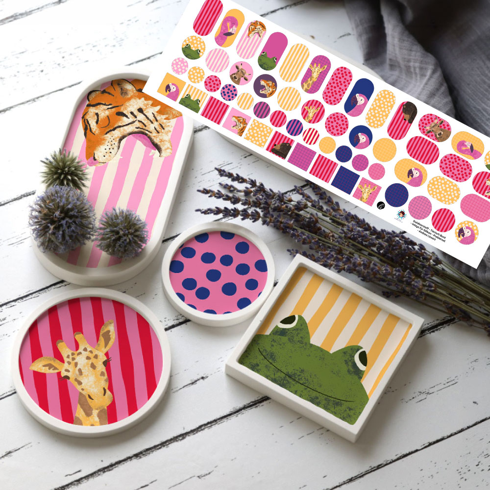 Outdoorstoff - Tierisch Bunt - Inlays für Silikon - Probierset - Andrea Liesert - abby and amy
