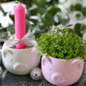 Silikon - Gießform - Glücksschwein - kleiner Pflanztopf - Silvesterdeko - Neujahr - Glücksbringer