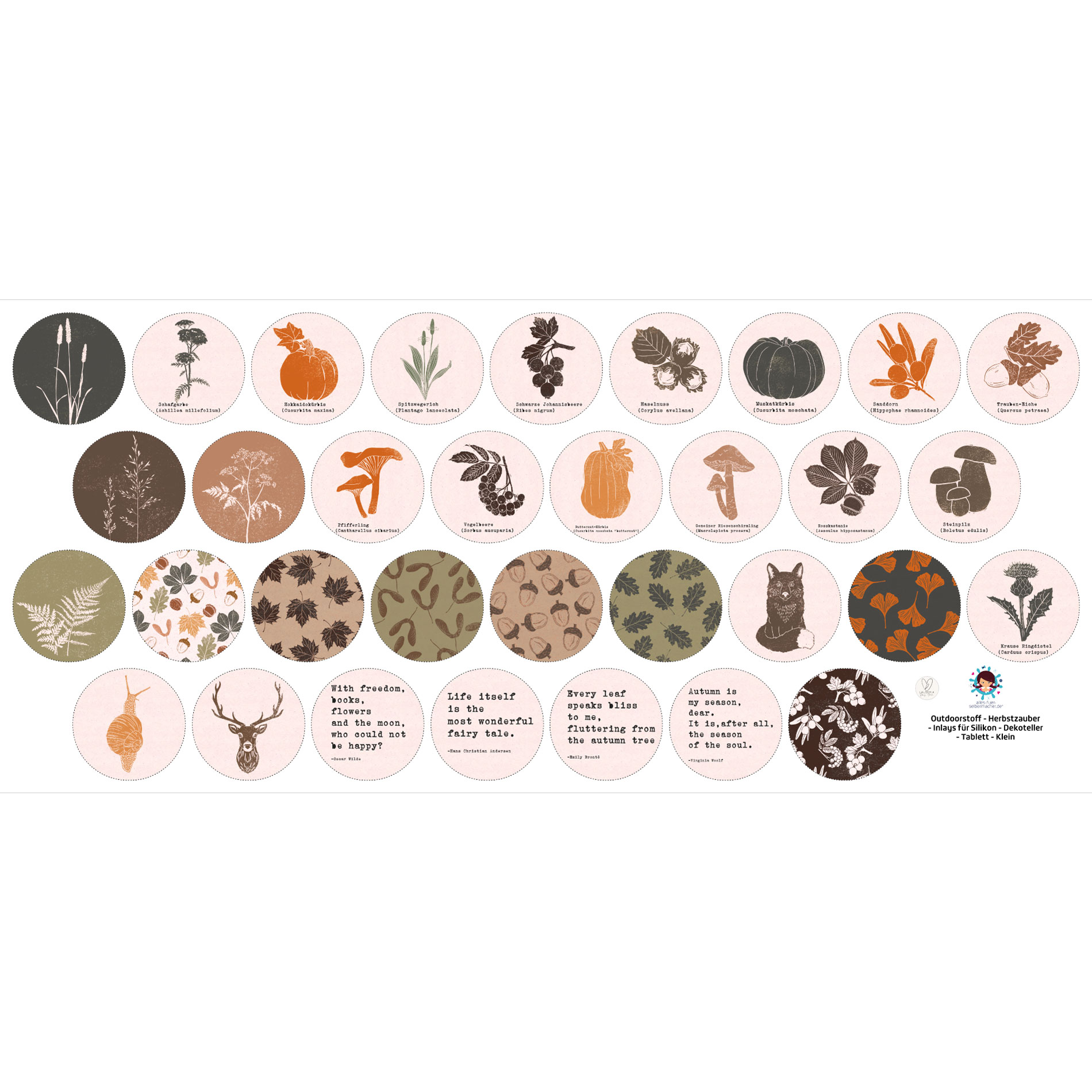Outdoorstoff - Herbstzauber - Inlays für Silikon - Dekoteller - Tablett - wähle aus 3 Varianten - Lausemia Design Studio - abby and amy – Bild 3