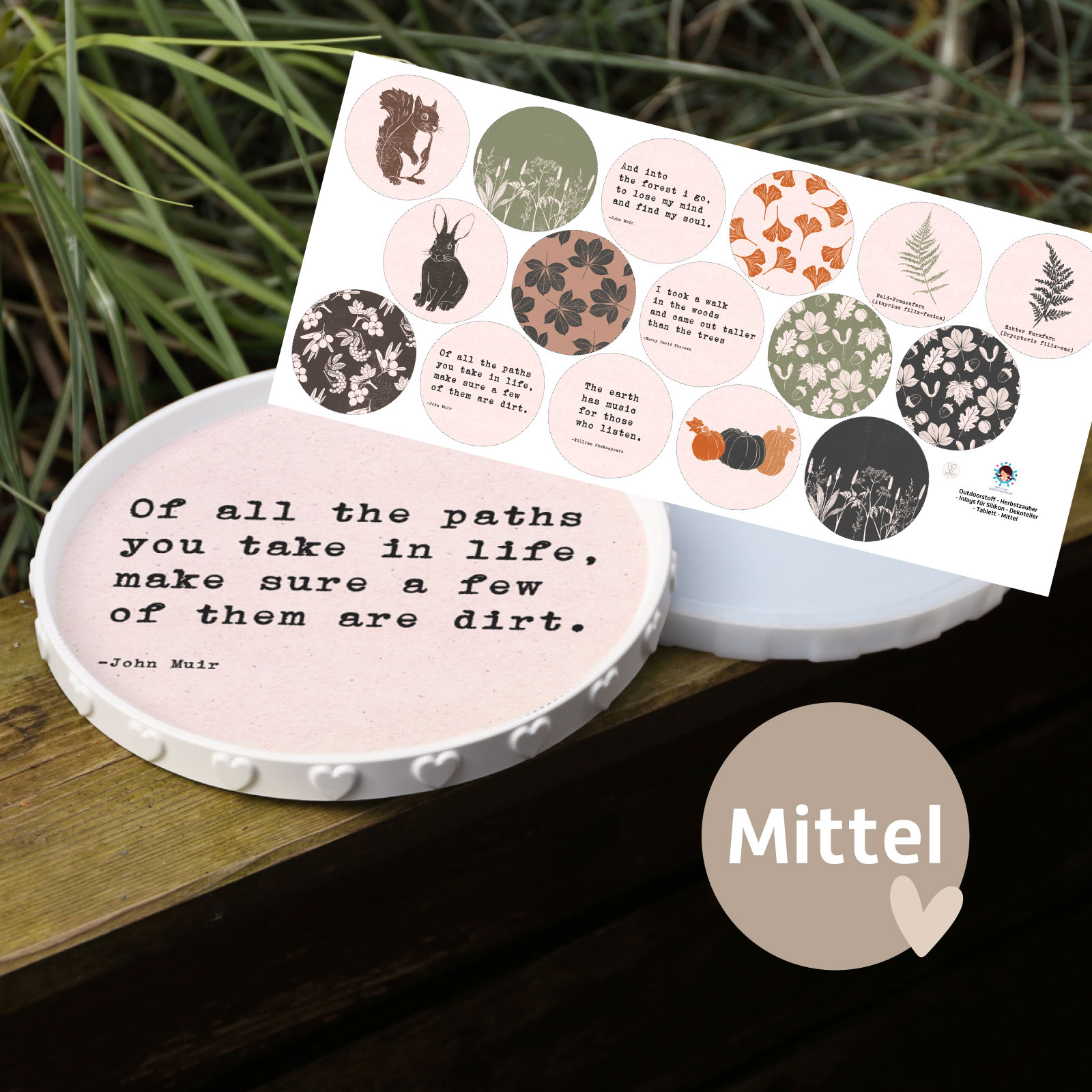 Outdoorstoff - Herbstzauber - Inlays für Silikon - Dekoteller - Tablett - wähle aus 3 Varianten - Lausemia Design Studio - abby and amy – Bild 5