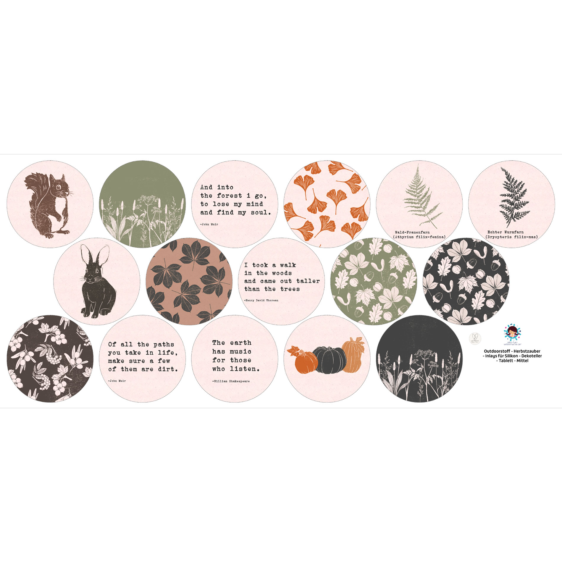 Outdoorstoff - Herbstzauber - Inlays für Silikon - Dekoteller - Tablett - wähle aus 3 Varianten - Lausemia Design Studio - abby and amy – Bild 6