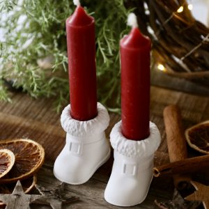 Silikon - Gießform - Weihnachtsmann Stiefel - Kerzenhalter - Set - Adventsdeko - Weihnachtsdeko - für Stabkerzen