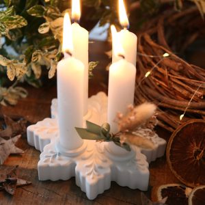 Silikon - Gießform - Schneeflocke - Kerzenhalter - Adventsdeko - Weihnachtsdeko - für Stabkerzen