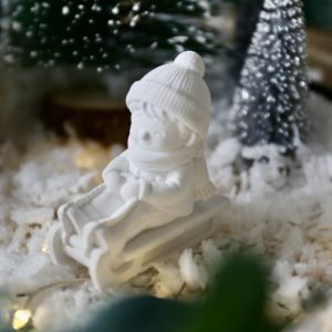 Silikon - Gießform - Mini Rodler - Kind auf Schlitten - Dekofigur - Weihnachtsdeko - Winterdeko