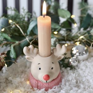 Silikon - Gießform - Rentier mit Schal - Kerzenhalter - Adventsdeko - Weihnachtsdeko - für Stabkerzen