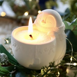 Silikon - Gießform - kleiner Pinguin mit Teetasse - für Kerzensand oder kleine Pflanze - Adventsdeko - Weihnachtsdeko