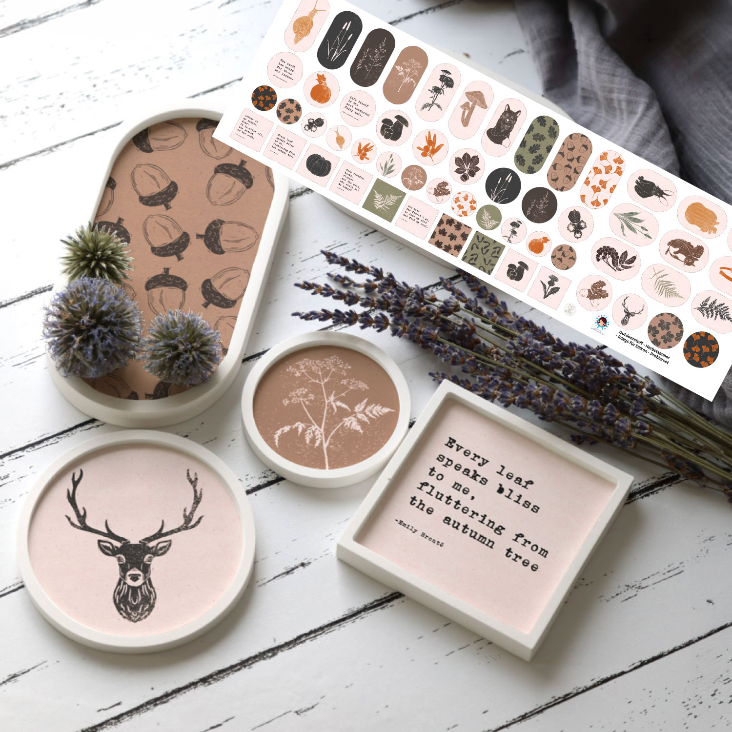 Outdoorstoff - Herbstzauber - Inlays für Silikon - Dekoteller - Tablett - wähle aus 3 Varianten - Lausemia Design Studio - abby and amy – Bild 8